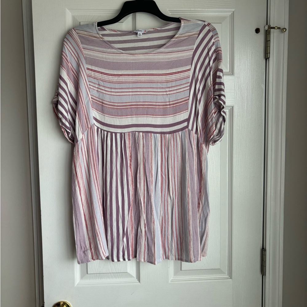 Chic Striped Blouse in Pink and White